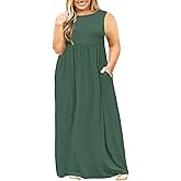 Nemidor Plus Size Maxi Dress for Curvy Women Summer Loose Casual Sleeveless with Pocket Long Dresses 14-26