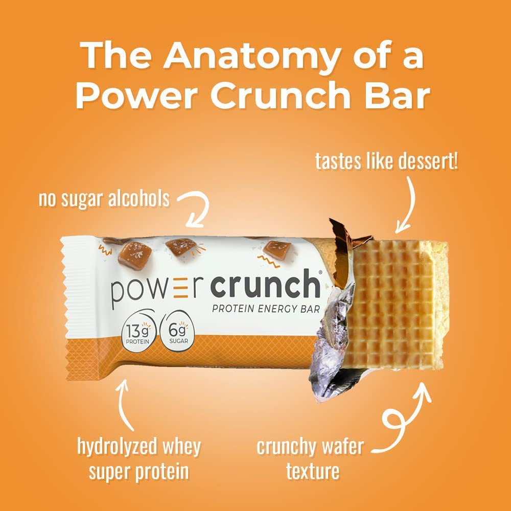 Power Crunch Protein Wafer Bars, High Protein Snacks with Delicious Taste, Salted Caramel, 1.4 Ounce (12 Count)
