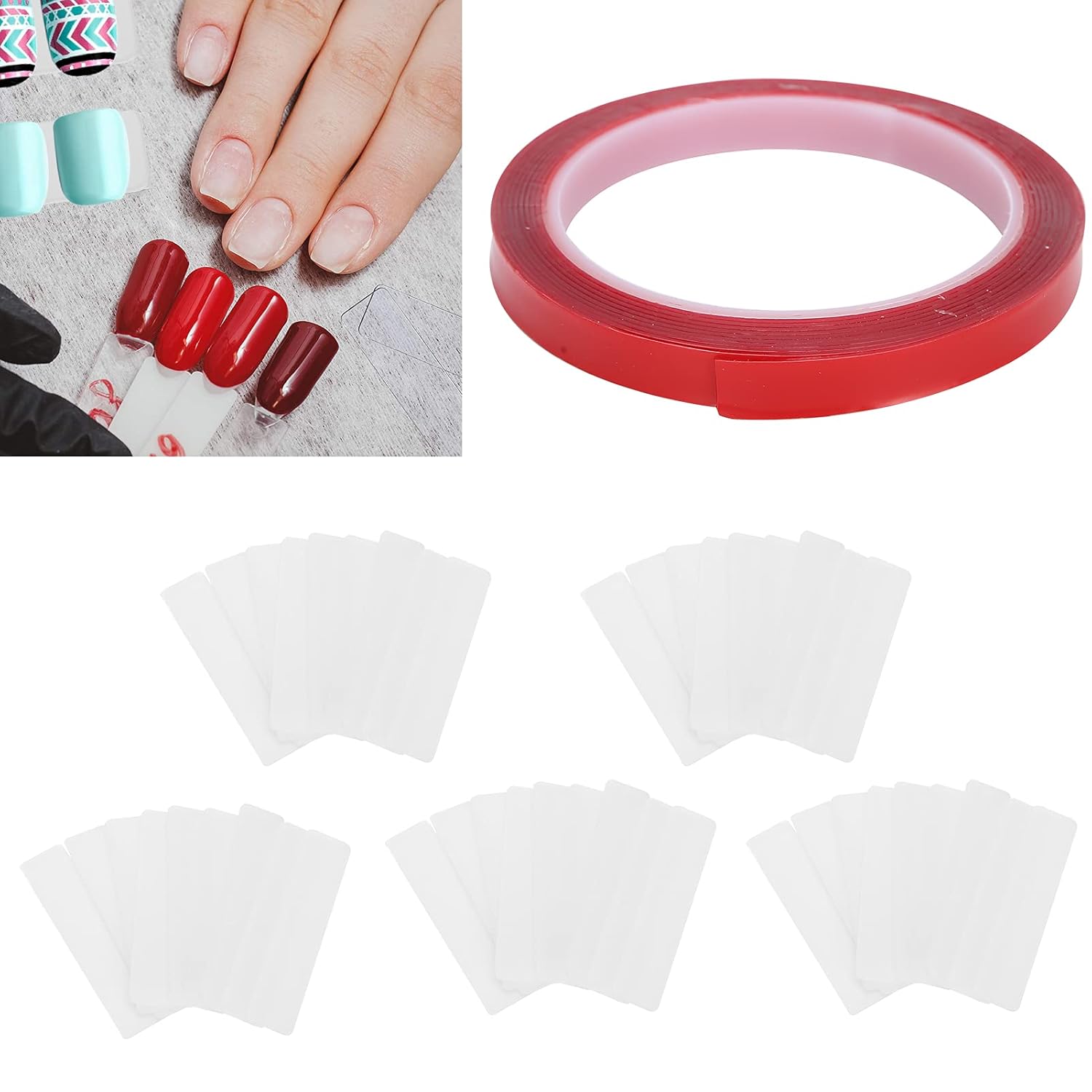 Nail Beauty Stand Holder, Nail Art Tips Strip 50Pcs Nail Art Practice Holder Durable with Double