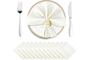 Horbaunal 16 Pack Ivory Satin Napkins 17 x 17 Inch, Square Silky Cloth Napkins, Soft Table Napkins for Weddings Banquets Parties