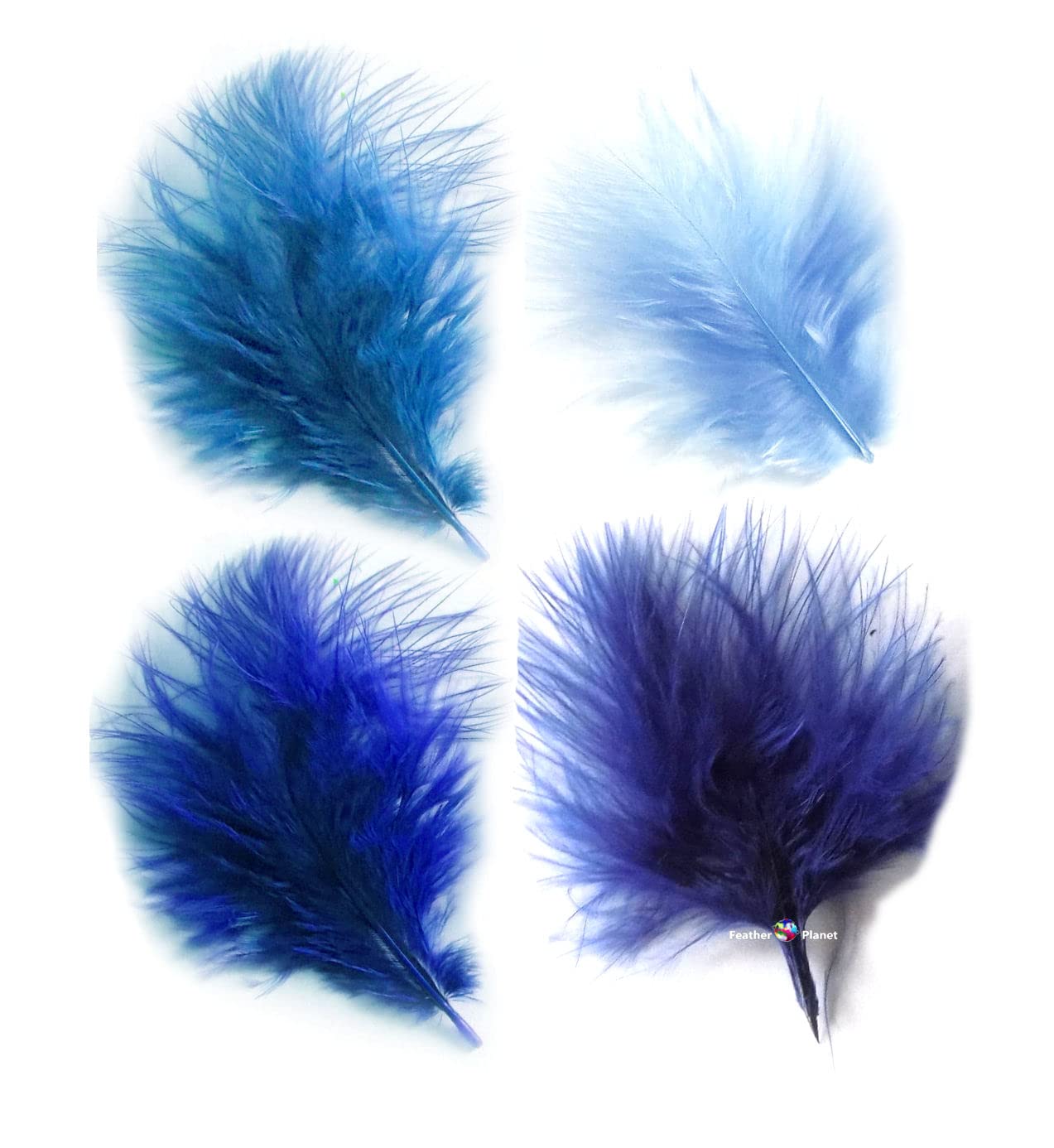 Marabou Feathers in Assorted Blue Shades (Pk 30) by GC