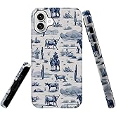 kiritfox Case Compatible with iPhone 16,Hybrid 2-Layer Hard Shell,Shockproof Soft for Girl Women,Vintage Western Horses Cow