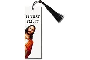 ZZBBFDJY Peeking Jesus is That Smut? Bookmark Inscribed with Hilarious Text and Tassels for Book Lovers,Funny Bookmarks for Adults Humor(Black)