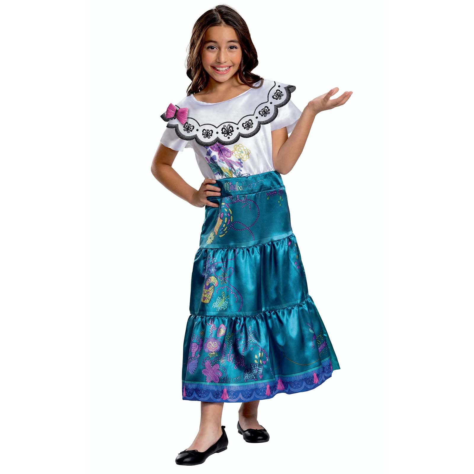 Disney Official Deluxe Mirabel Encanto Costume for Girls - Made with Super Soft Material - Mirabel Costume Kids, Christmas Halloween Princess Fancy Encanto Dress Up Outfit Cosplay Size S