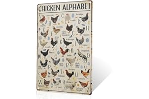 dingleiever Chicken Alphabet Wall Art Decorative Metal Sign,for Home Decor, Kitchen, Dining Room, Bedroom, Living Room, Nursery
