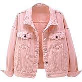 COWOKA Women's Denim Cotton Button Closed Long Sleeve Solid Color Jacket With Pockets