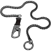 Ahiller Wallet Chain for Men Women 25" Long Stainless Steel Keychain Pant Chains with Leather link n Dual Lock Carabiner Clip