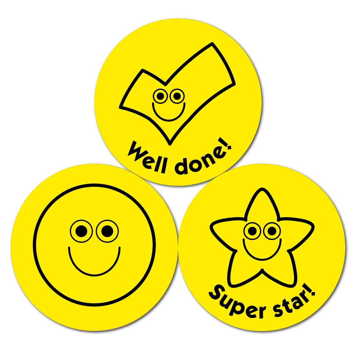 The Sticker Factory Yellow Smileys And Ticks Stickers (38mm) - 10 Sheet Pack