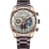 FANMIS Mens Luxury Watches Business Chronograph Dress Waterproof Stainless Steel Analog Quartz Wrist Watch