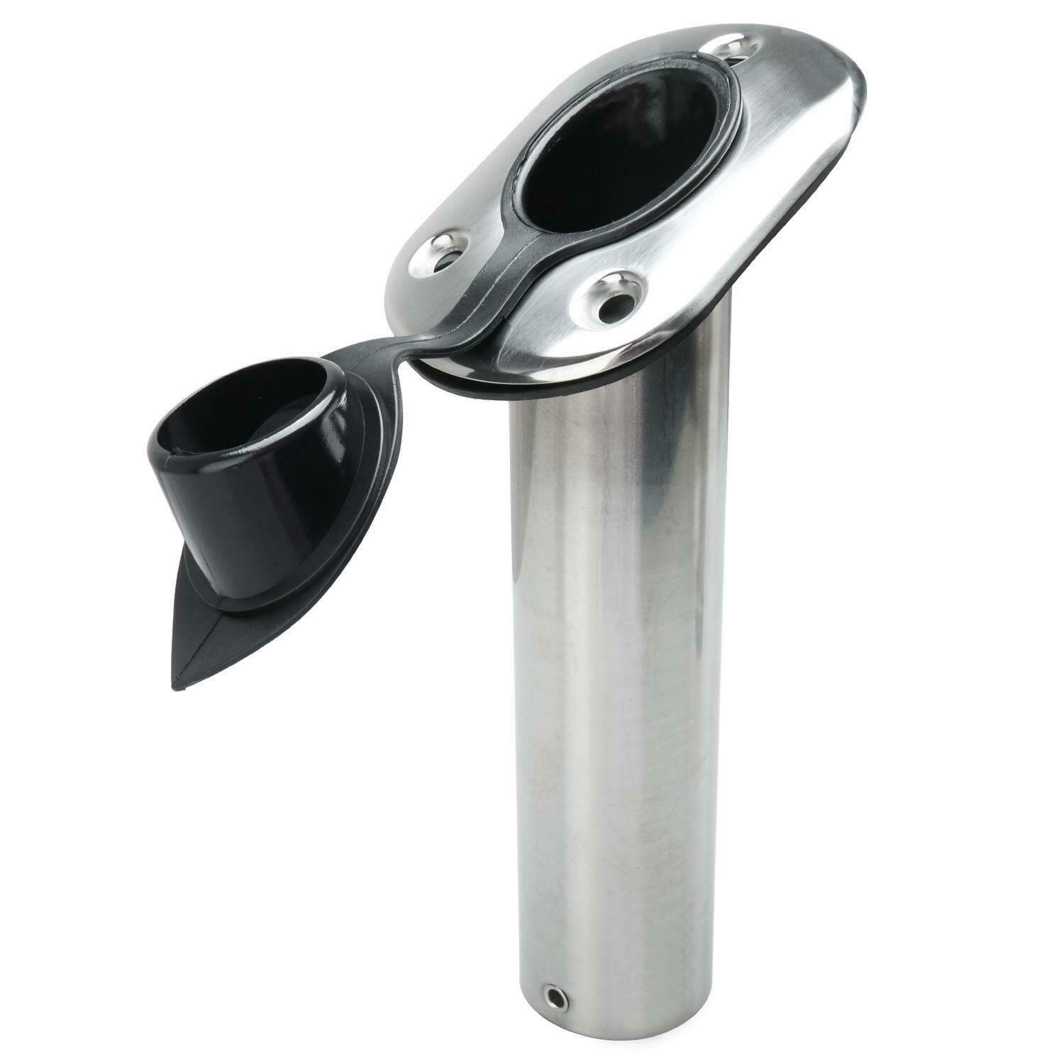 FreeTec Boat Fishing Rod Holder 30 Degree Flush Mount Marine Stainles Steel Rubber Caps (1PC)