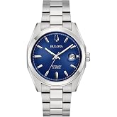 Bulova Surveyor Automatic Men's Watch, Blue Background, Steel Case and Bracelet, Silver
