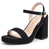 DREAM PAIRS Heels for Women Block Chunky Platform High Heels Open Toe Fashion Wedding Party Evening Prom Dance Ankle Strap Dress Pump Sandals Shoes