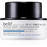 belif Moisturizing Bomb – Daily Ceramide Moisturizer with Peptide & Squalane, 48hr Hydration & Anti-Aging Cream, Milky & Lightweight, Restores Skin Barrier, Korean Skincare, 0.84 fl oz (25ml)