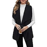 Hersuitful Women Fuzzy Fleece Vest Sleeveless Sherpa Jacket Winter Open Front Fluffy Outerwear Coats with Pockets