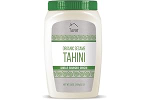 Tavor 100% Organic Tahini Paste 1lb - Toasted Ground Organic and Natural Sesame Seeds, Raw & Natural Smooth Sauce, For Hummus Recipes & Vegan-Friendly Meals (1 PACK)