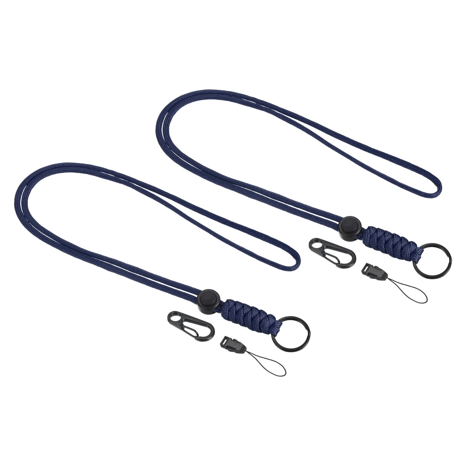 PATIKIL Paracord Lanyard 20 Inch, 2 Pack Necklace Keychain Cord Metal Clasp Hook Ring Strap for Keys Whistle ID Card Badge Holder, Blue