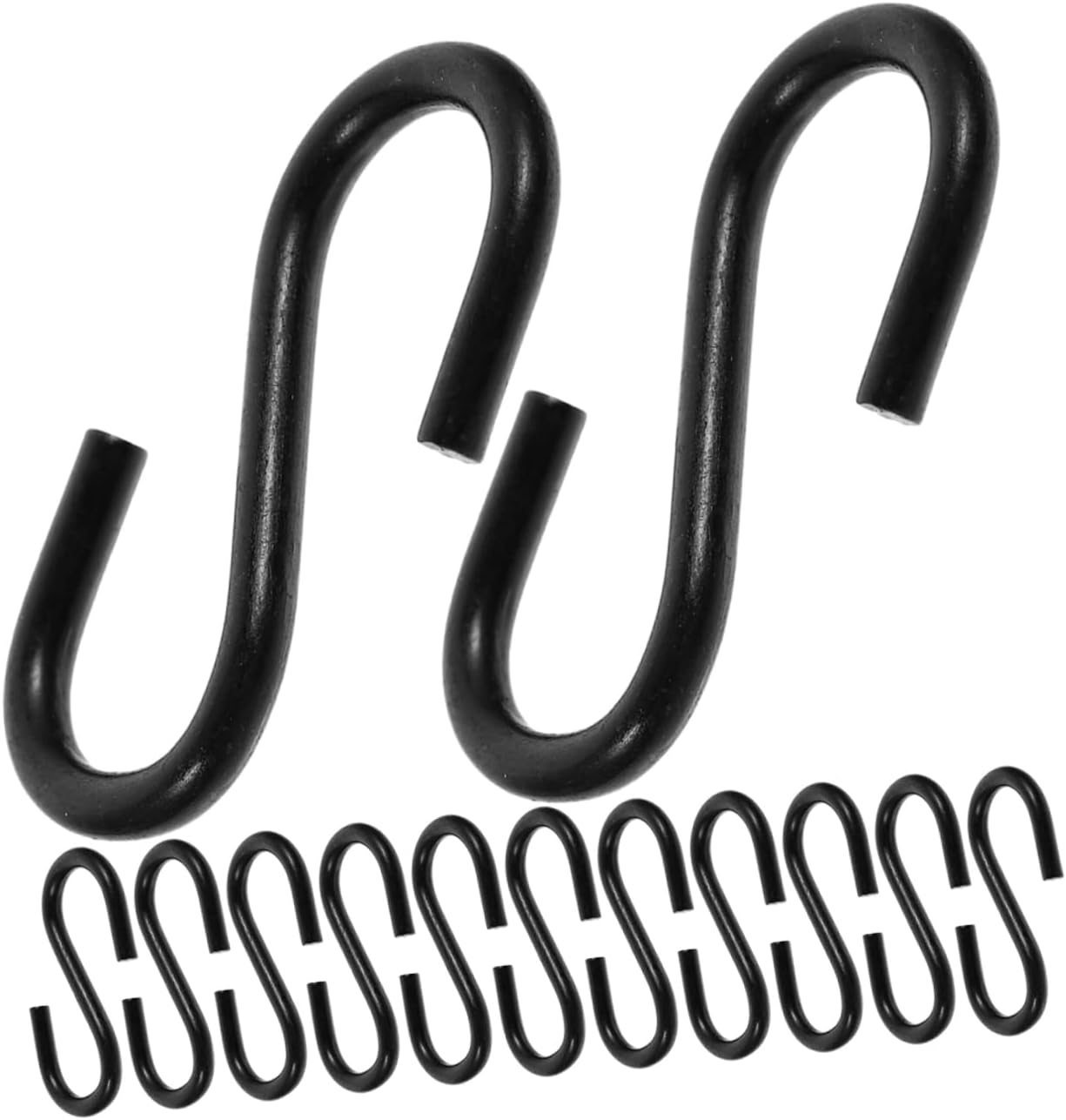 Ornament Hooks - Alipis 200pcs S Hook Hat Hooks Black Armoire Black Hooks Mini Christmas Ornaments S Shaped Hooks Over Cabinet Double Hook Iron Black Wardrobe Storage Hook Metal Punch Free Hook Iron Hooks