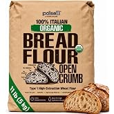 Polselli Organic Bread Flour, Italian Type 1 Flour, Unbleached, 11 lb | High-Protein for Sourdough, Artisan Bread and Open Crumb Loaves; Unbromated, Non-GMO, No Enzymes, Product of Italy