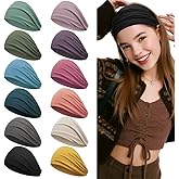 Z-CHARMMY Wide Headbands for Women Non Slip, Fabric Head Bands for Women's Hair, Nurse Headbands for Women, Fashion Winter Hair Accessories, 12 Solid Colors