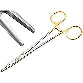 ARTMAN INSTRUMENTS Mayo Hegar Needle Holder 6" Tungsten Carbide Inserts, Gold Plated Needle Driver with Strong Lock, Serrated