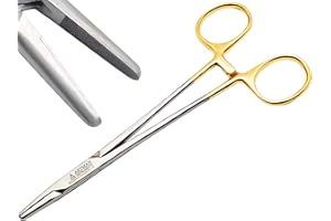 ARTMAN INSTRUMENTS Mayo Hegar Needle Holder 6" Tungsten Carbide Inserts, Gold Plated Needle Driver with Strong Lock, Serrated Jaws for Precise Suturing, Autoclavable