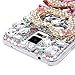 Mavis's Diary Galaxy S5 Case 3D Handmade Lovely Double Golden Love Heart Luxury Bling Crystal Glitter Pink Rhinestone Shiny Diamonds Clear Cover Girly Design Hard PC Case for Samsung Galaxy S5 SM-G900