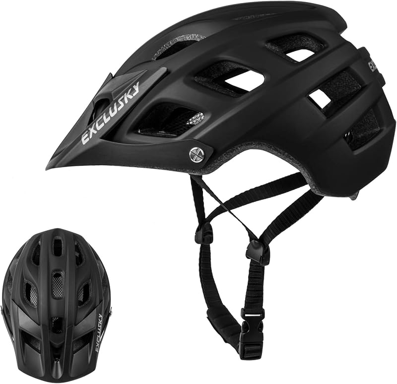 EXCLUSKY Mountain Bike Helmet with Visor Purple, Lightweight, 18 Vents