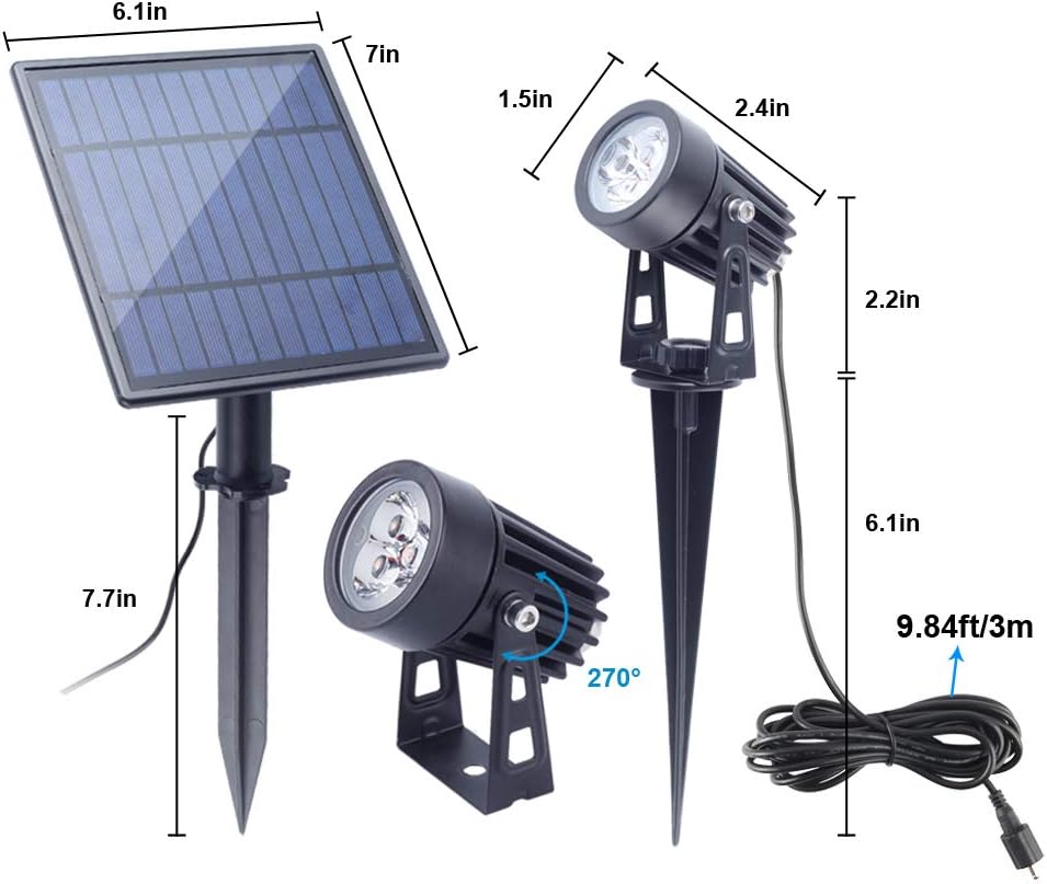 APONUO Solar Spotlights Landscape Lights Low Voltage Outdoor Solar Spotlight IP65 Waterproof 9.8ft Cable Auto On/Off with 4 Warm White for Outdoor Garden Yard Landscape Downlight (4-in-1): Home & Kitchen