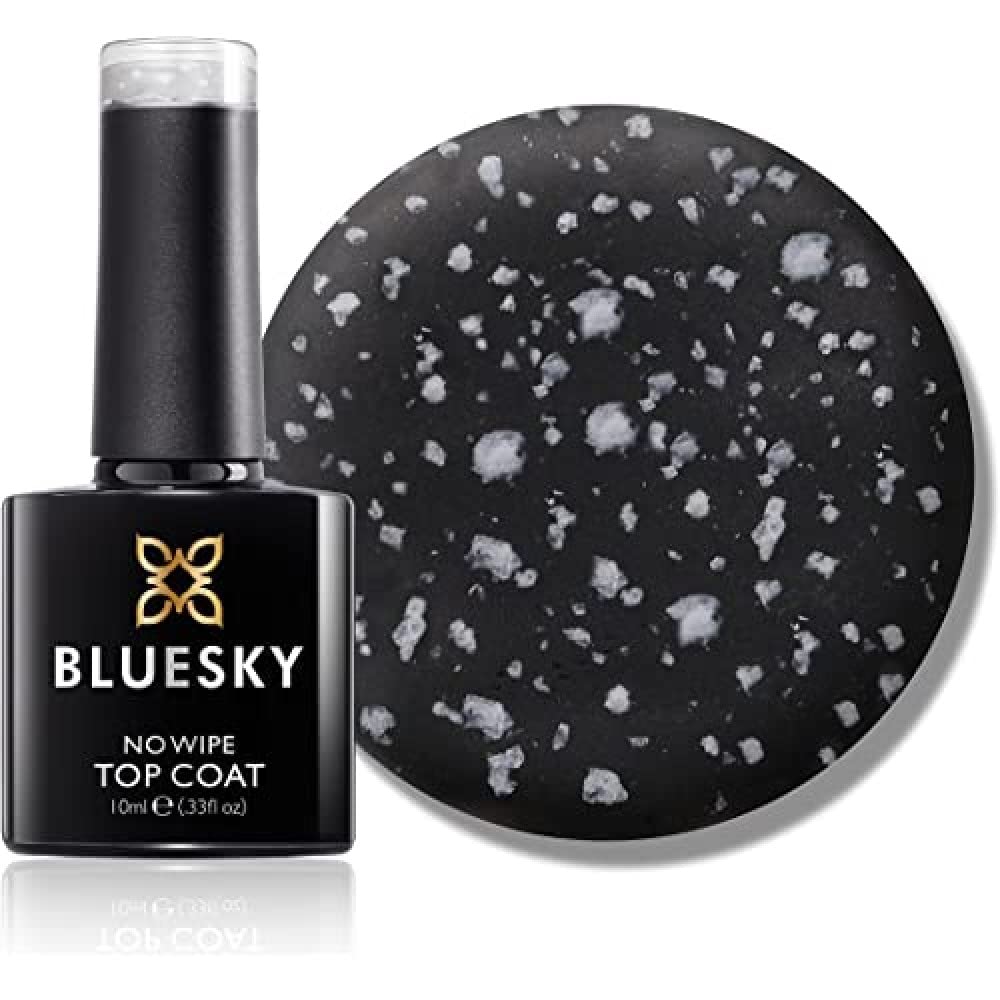 BLUESKY Gel Nail Polish, Snowflake Top Coat - Matte, Snow White. Clear No-wipe top coat with snowflake effect and a Matte finish, 10ml (Requires curing under UV/LED Lamp)