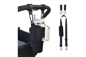 UXIETIN Stroller Cup Holder Compatible with Stanley,Stroller Cup Holder with Adjustable Strap and Pouch Taking Everywhere,Accessories for 30/40oz Stanley Cup