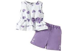 GOLLUNER Kids Girl Clothes Heart Print Sleeveless Top and Shorts Baby Girl Summer Outfits Short Set