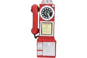 Asixxsix Antique Telephone, Wall Mounted Retro Telephones Ornament, Resin Decorative Telephones Landline Phone Model Vintage Classic Phone Props, Wall Mounted Crafts Ornaments (Red)