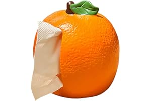 Orange Shaped Resin Tissue Box Cover, Smooth Finish Decorative Napkin Holder Dispenser, Funny Fruit Shaped for Living Room Be