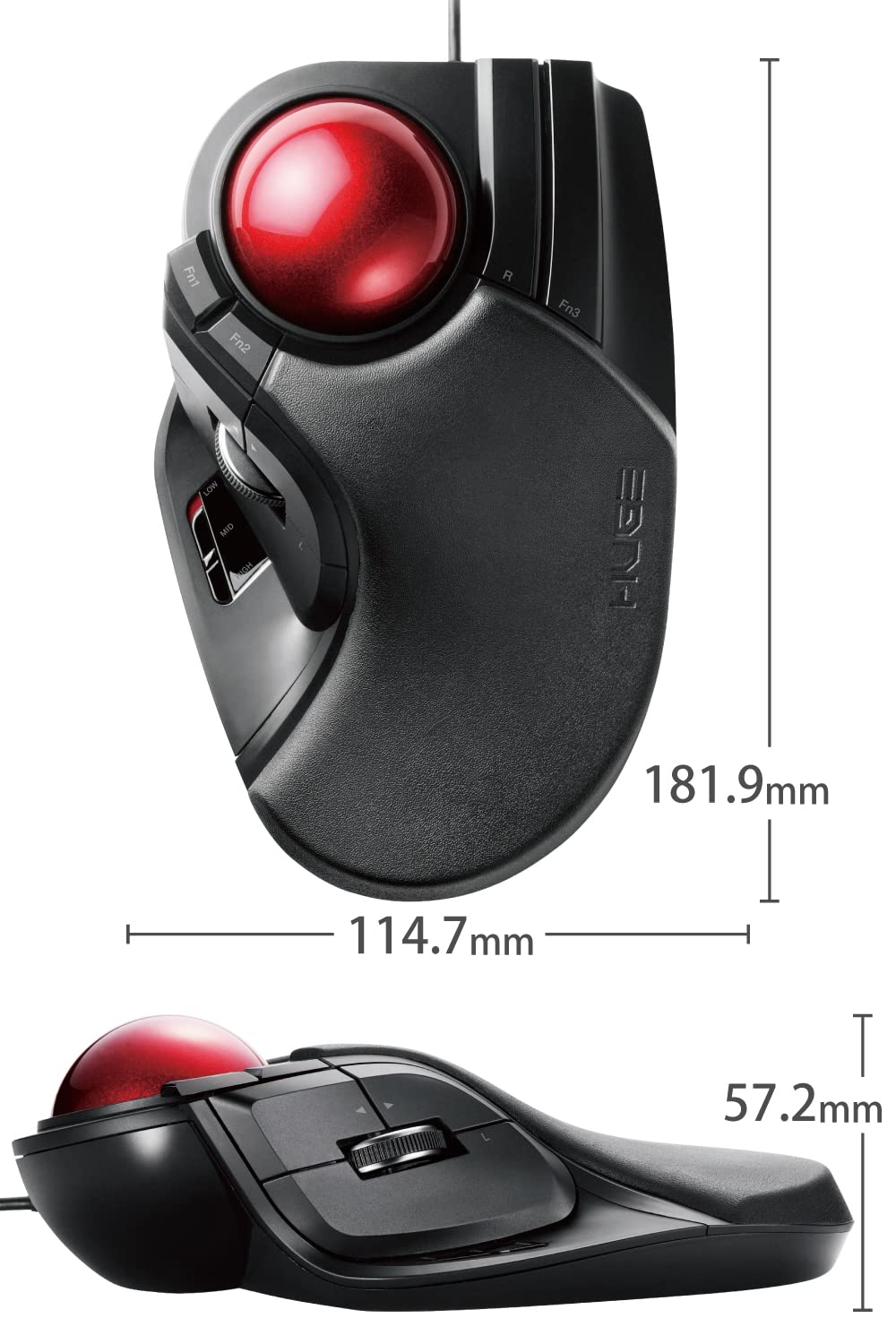 HUGE Trackball Mouse, Wired, FingerOperated, 8