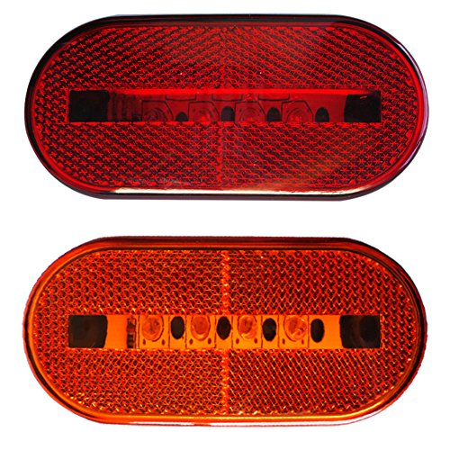 NEW SUN 4pc Trailer LED Clearance Lights 12V Side Marker Lights Indicator Identification lights w/Reflex for Truck Camper Red+Amber