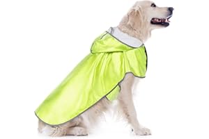 Illumifun Dog Raincoat for Large Dogs - Reflective Dog Rain Jacket with Leash Hole, Waterproof Dog Coat with Hoodie, Adjustable Dog Poncho Slicker for Dog Walking at Rainy Days (XX-Large)