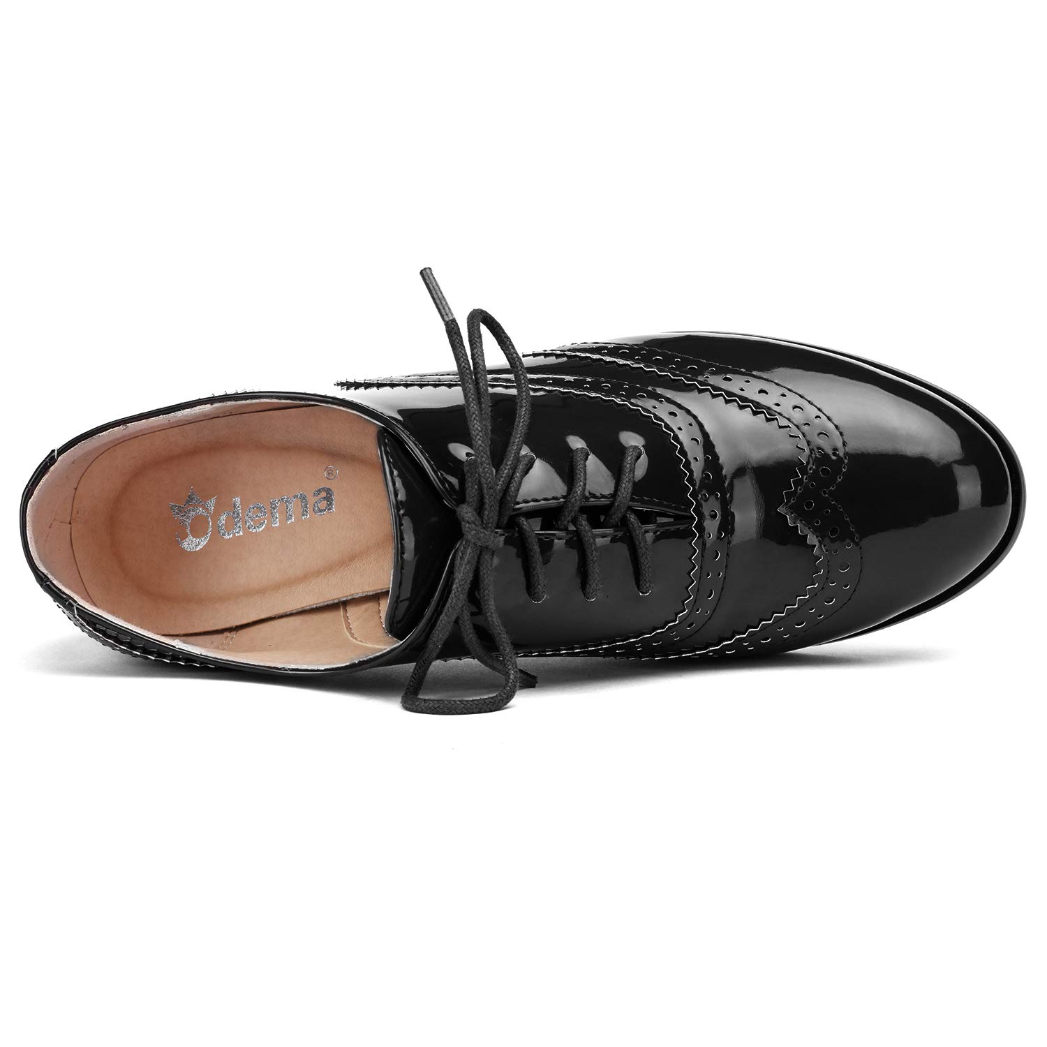 Odema Womens PU Leather Oxfords Wingtip Lace up Mid Heel Pumps Shoes … - Image 4