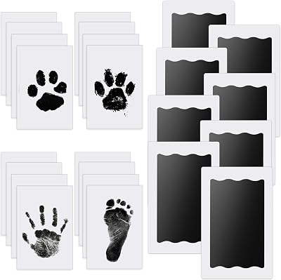 Nabance Inkless Hand Footprint Kit 8 Pads 16 Cards Black
