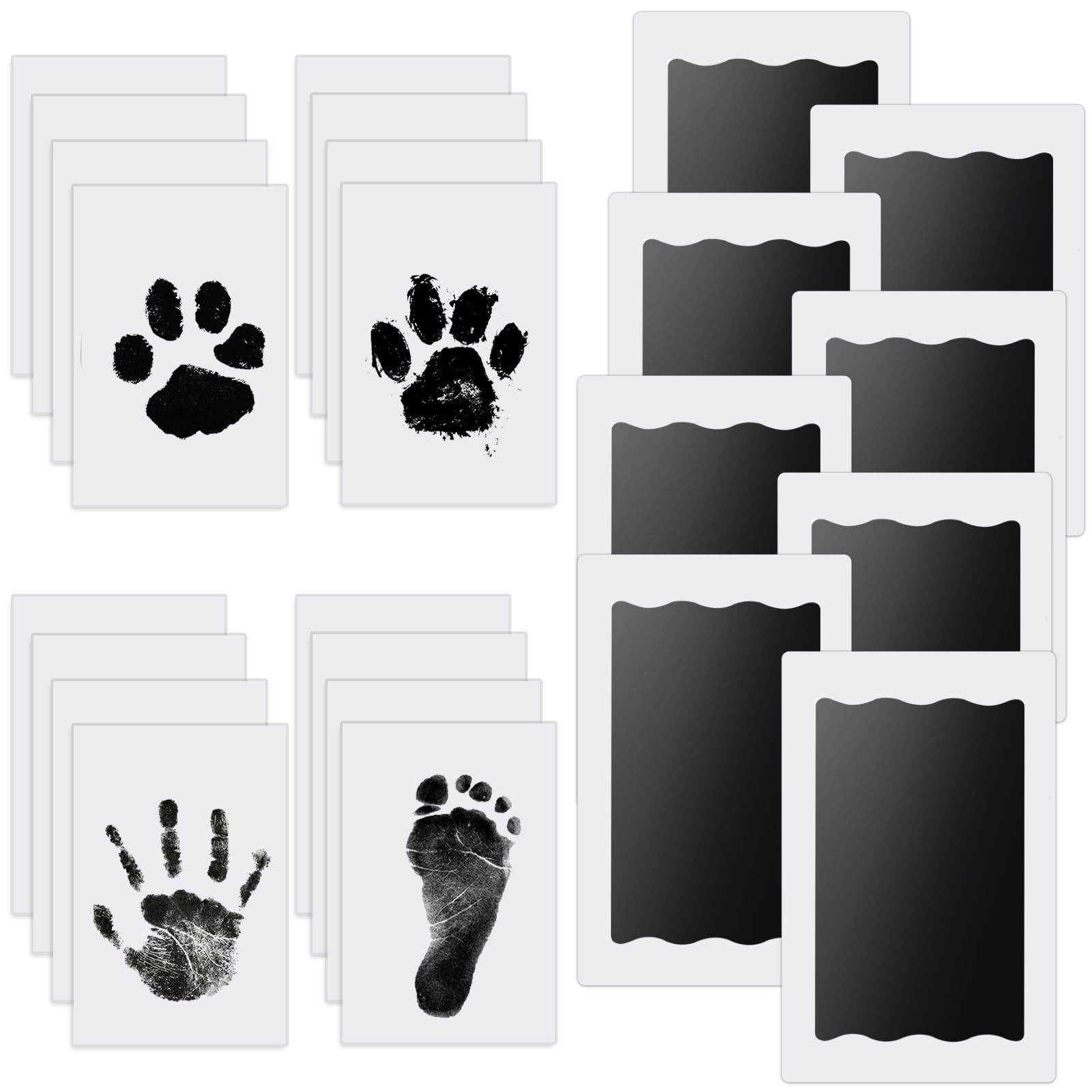 Nabance Inkless Hand & Footprint Kit, 8 Baby Inkless Print Pads, 16 Imprint Cards, Dog Paw Print Kit, Baby Imprint Kits Safe Non-Toxic, Pet Paw Stamp Pads, Family Keepsake Kit - Black