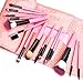 Gisala 15pcs Makeup Brush Set Foundation Mascara Lip Eyeshadow Eyebrow Brushes Kit with Leather Bag