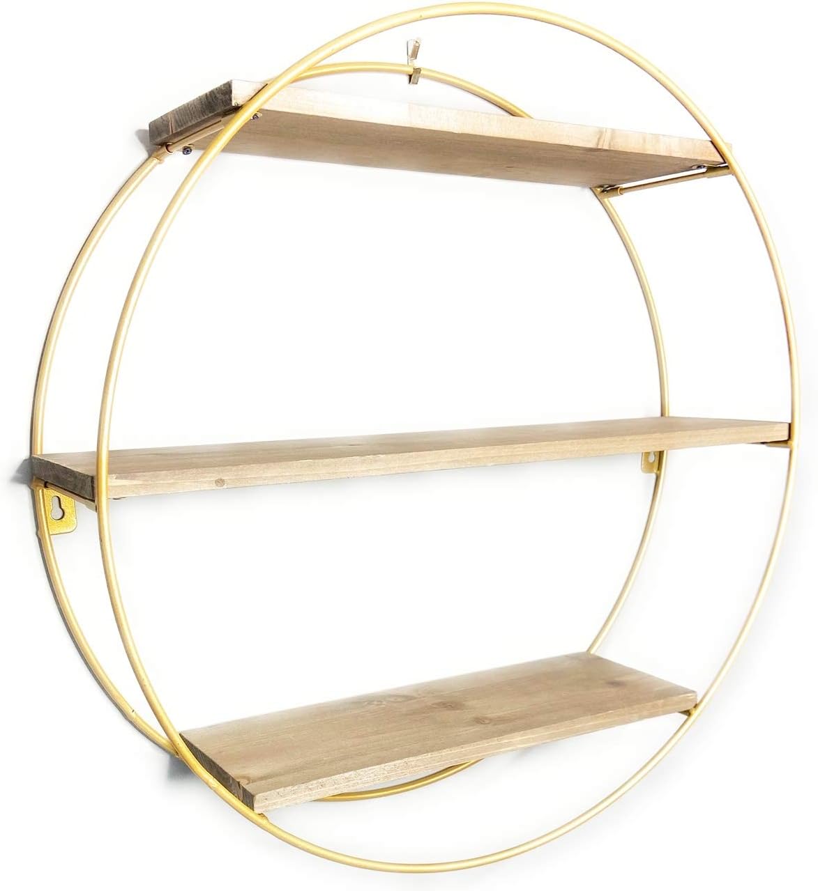 gold circular shelving unit