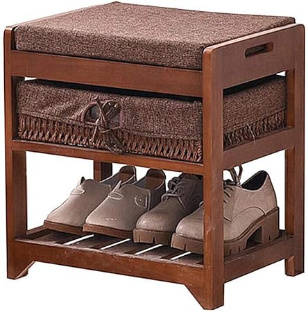 O&YQ Banco de Madera Maciza Zapatero Zapatero Sofá de Almacenamiento