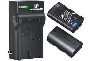 LP LP-E6 LP-E6N Battery and Charger Pack, 2-Pack 2600mAh Battery Compatible with Canon EOS 90D,80D,70D,60D,60DA,7D Mark II,7D