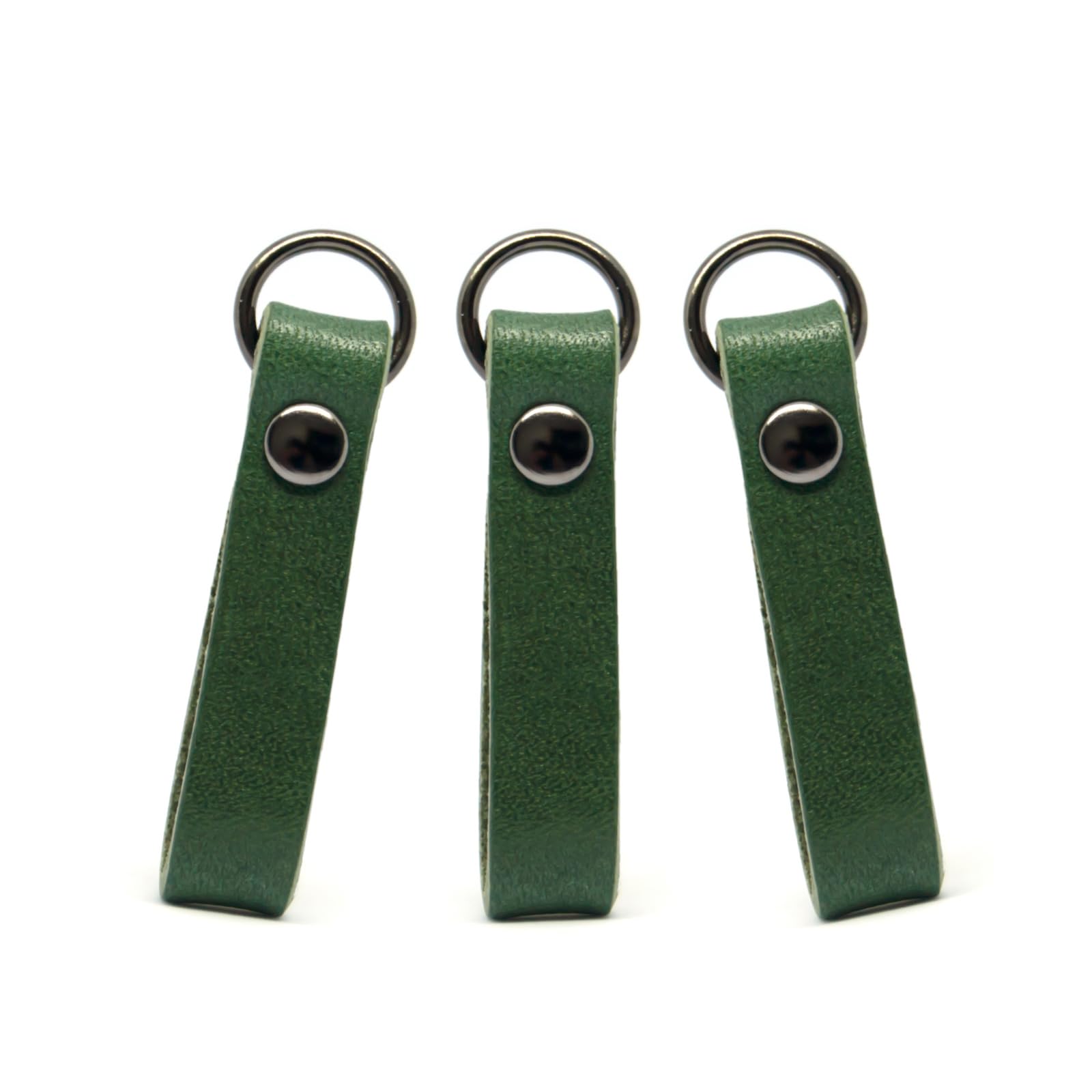 栃木レザー使用 ファスナーの引き手 3個セット シンプルタイプ 牛革 (ダークグリーン/ブラック) の商品画像