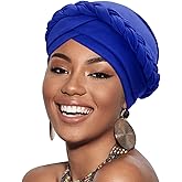 DRESHOW Turban Pre-Tied Twisted Hat Thread African Head Wraps for Black Women Chemo Cancer Cap Braid Hair Cover