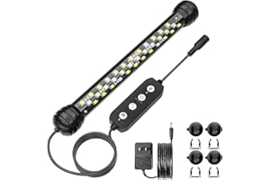 SEAOURA Led Aquarium Light with Timer, Submersible Aquarium Plant Light, Fish Tank Light with Auto On/Off, 3 Lighting Modes, Adjustable Brightness (7 inch for 7.8-17inch Planted Tank), 5W