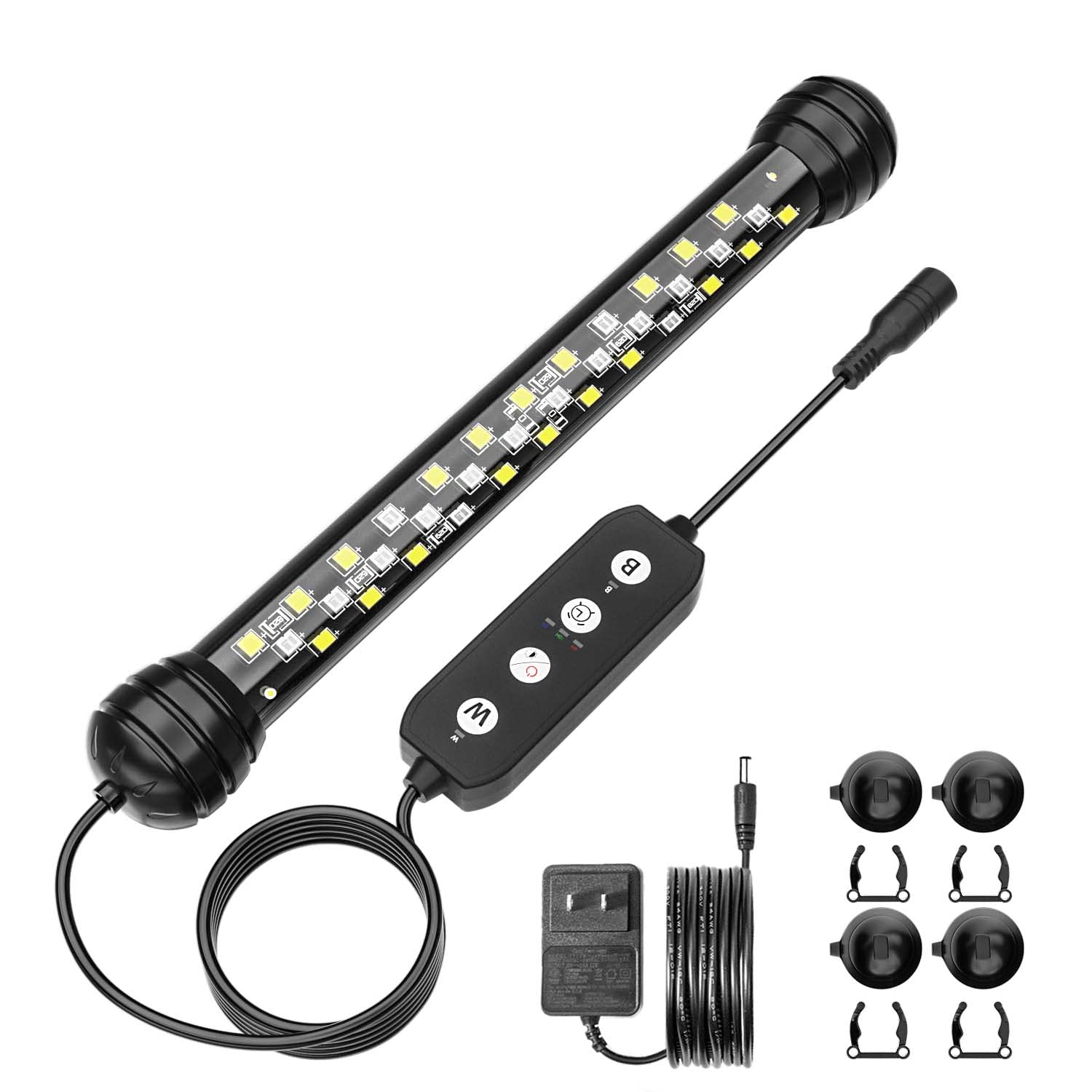 SEAOURA Led Aquarium Light with Timer, Submersible Aquarium Plant Light, Fish Tank Light with Auto On/Off, 3 Lighting Modes, Adjustable Brightness, 5W (18cm)