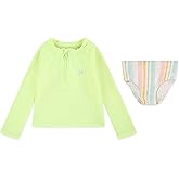 Hurley Baby and Toddler Girls' Long Sleeve Rash Guard Swim Suit 2-Piece Outfit Set