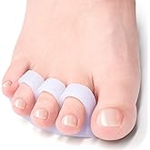 Welnove Hammer Toe Crests Straightener 4 Pcs Gel Toe Support Pads Cushion Relief for Overlapping-Curled-Hammer-Claw Toes, 3 Loop Design, White