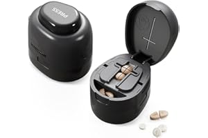 ZHIYES Adjustable Pill Cutter Splitter for Small Tiny Large Pills - Cuts Multiple Pills at a Time,1/2 & 1/4 Cuts,Accurate Alignment & Easy Cutting, Hidden Sharp Blade, Bottom Storage,Black